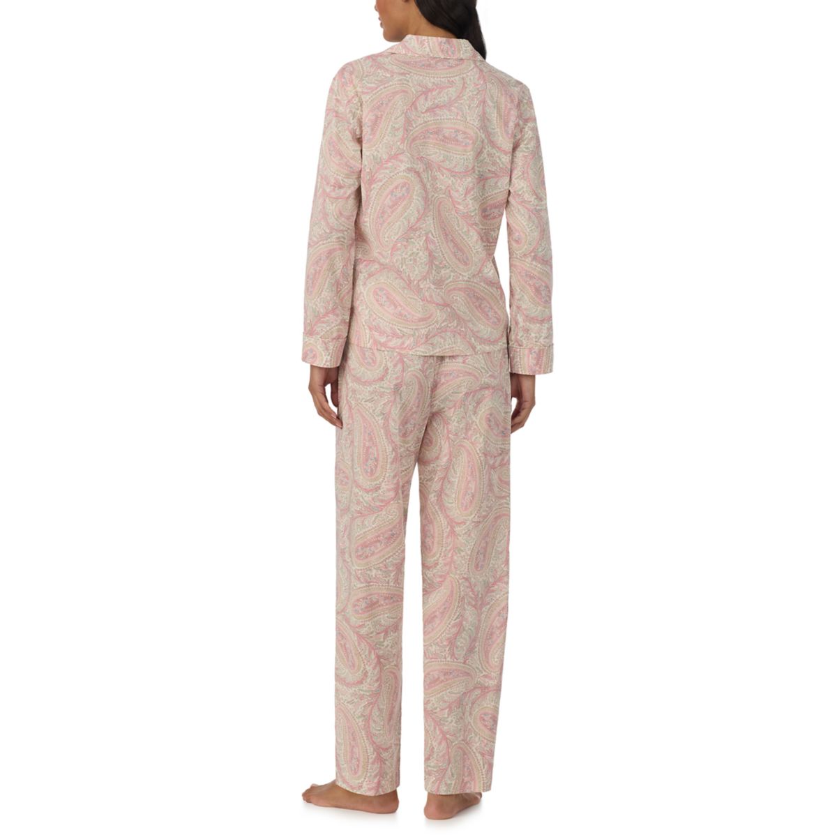 Women's Long Sleeve Notch Collar Shirt and Long Pants Pajama Set - 4