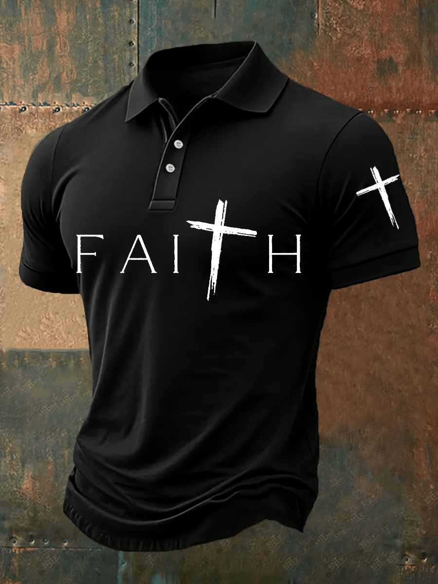 Camisa polo Faith Cross estampado para hombre