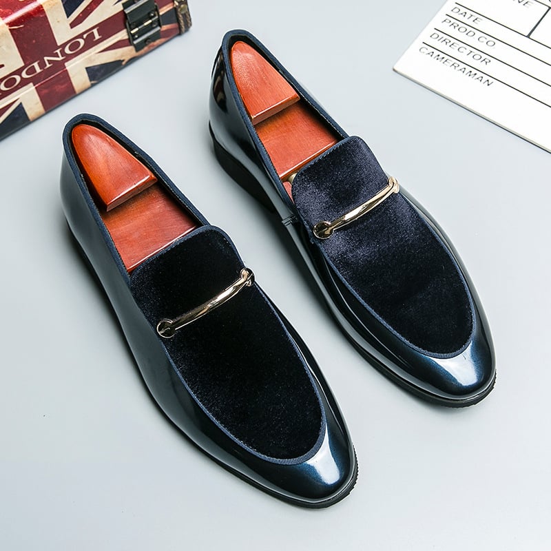Zapatos de moda British Style de color sólido Patent cuero gamuza ejecutivo casual cuero