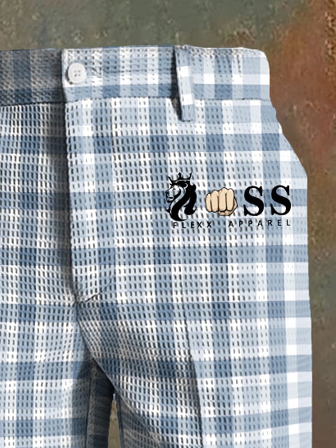 Pantalón casual a cuadros Waffle para hombre