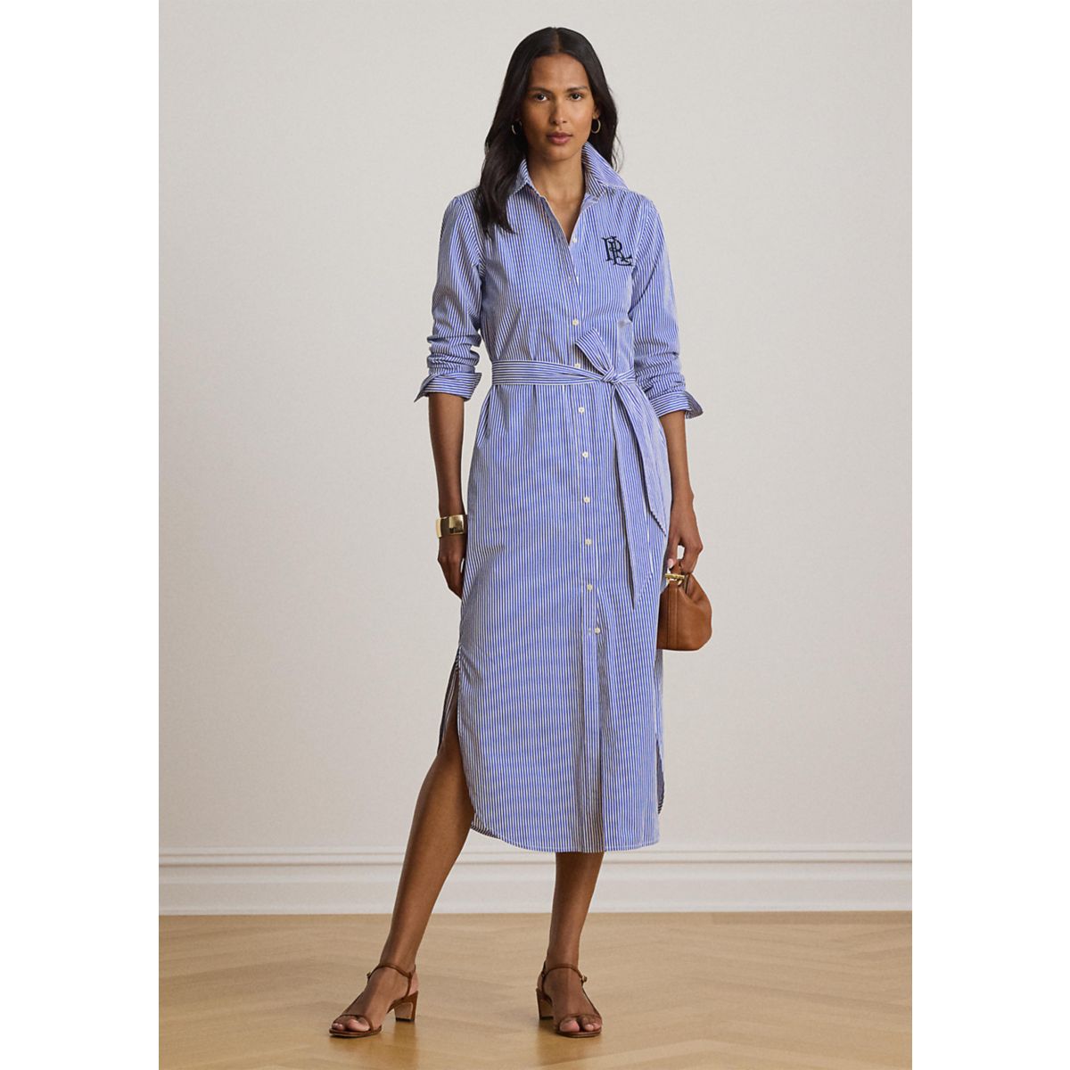 Petite Striped Cotton Broadcloth Shirtdress - 1