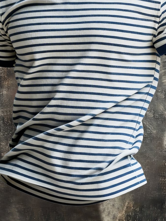 para hombre retro Navy Blue clásico a rayas camiseta