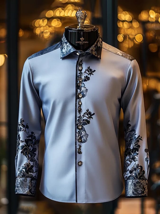 Camisa ejecutivo Ethnic diseño solapa para hombre