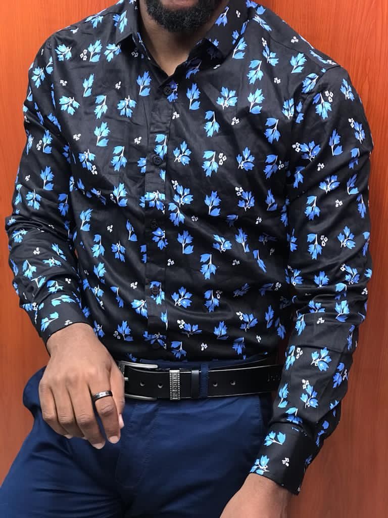 Camisa Street Style ejecutivo casual estampado de manga larga para hombre