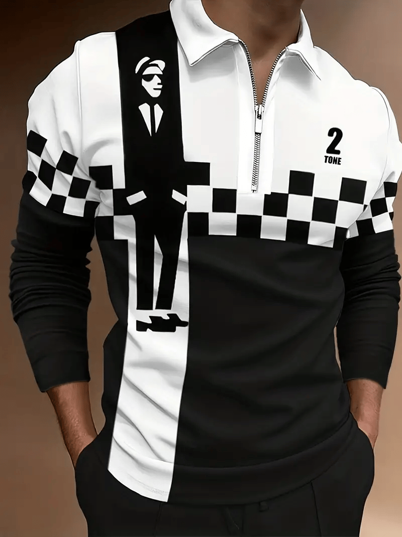 Camisa polo Trendy ejecutivo a rayas cierre para hombre