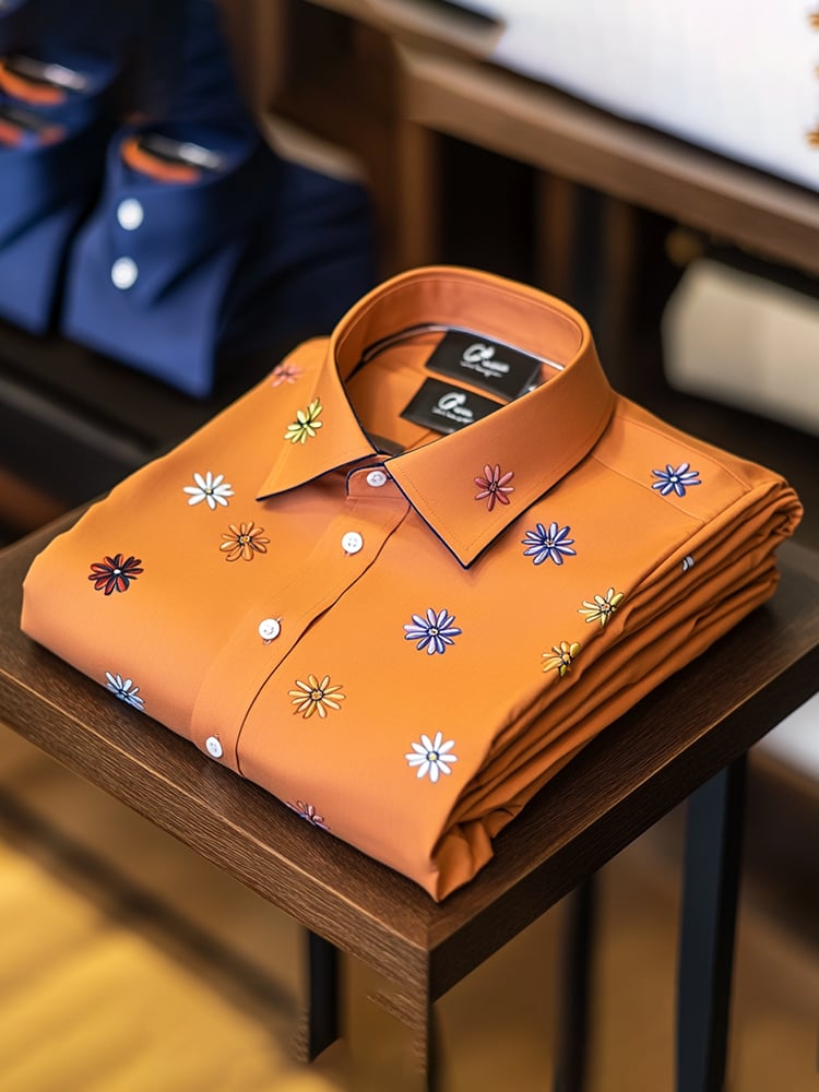 Camisa casual estampado de manga larga para hombre