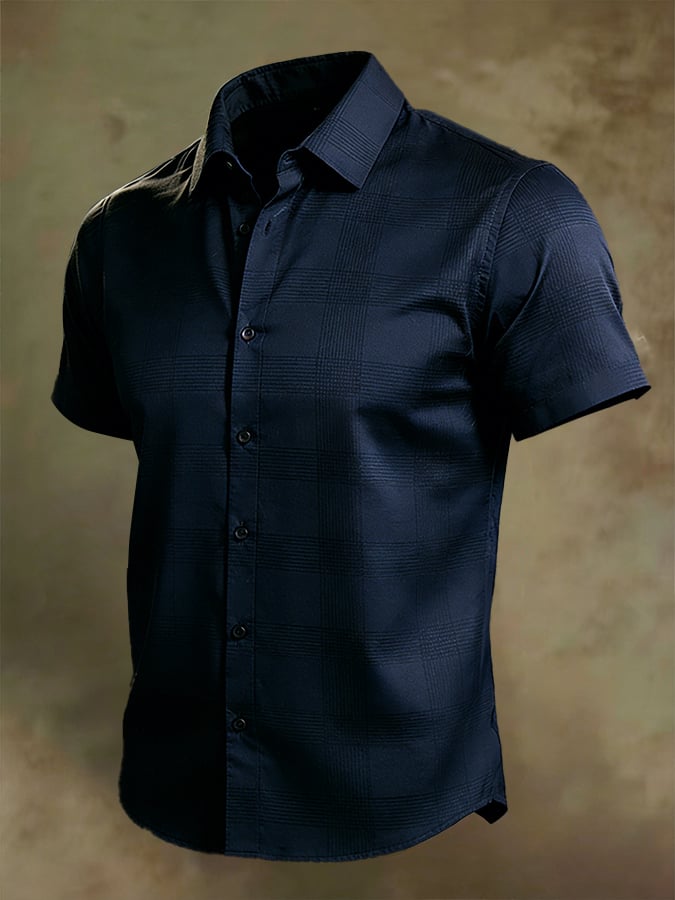 Camisa retro Bauhaus Geometric de manga corta para hombre
