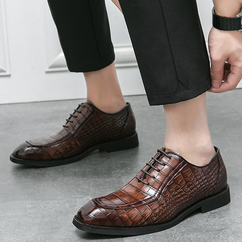 ejecutivo Lace Up Oxford zapatos para hombre Formal Square Toe Leather zapatos
