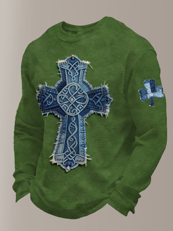Retro St Patrick's Day estampado casual de manga larga Top para hombre