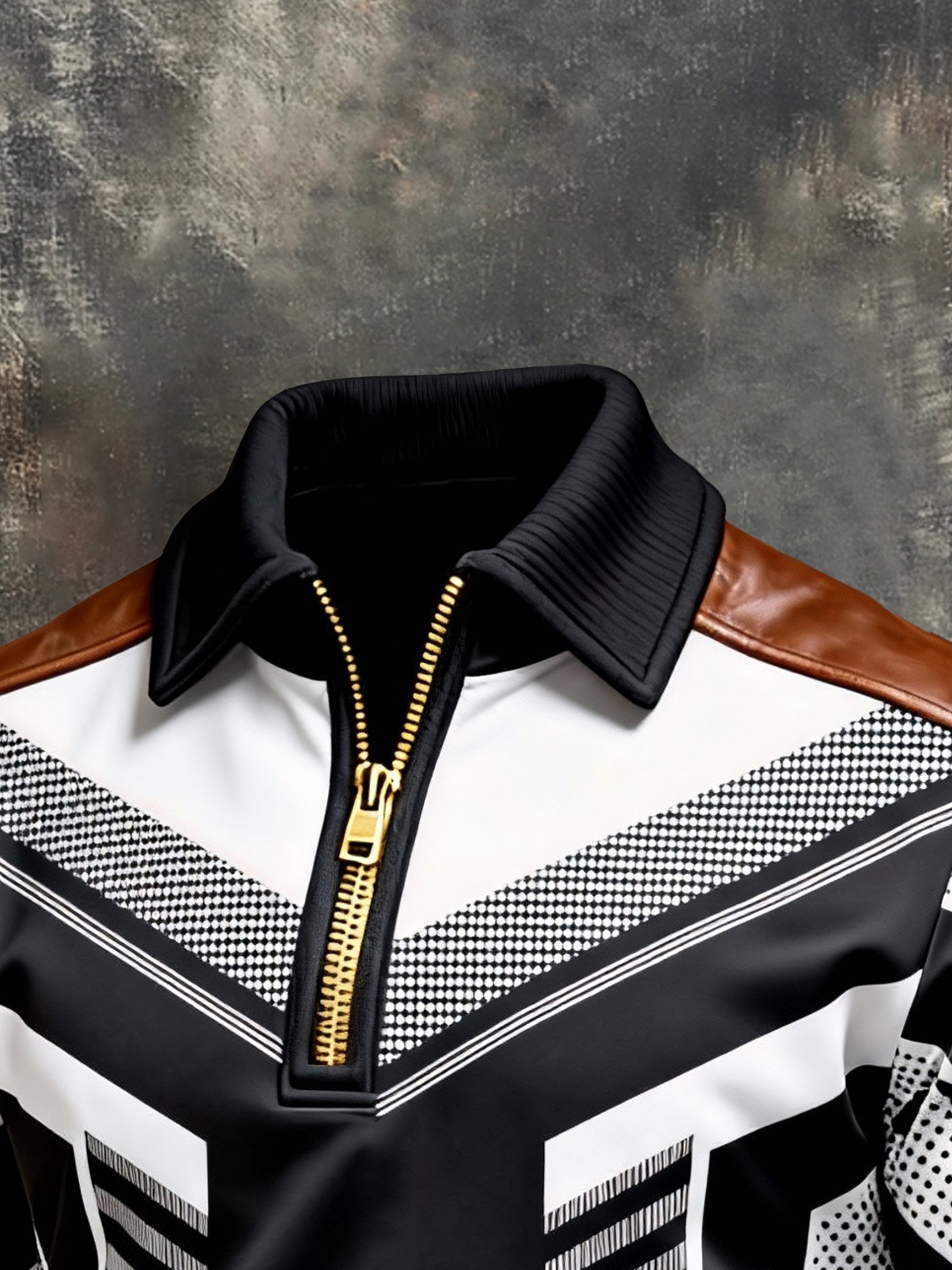 Sudadera vintage Color-Block estampado con cierre con gorrasucha para hombre