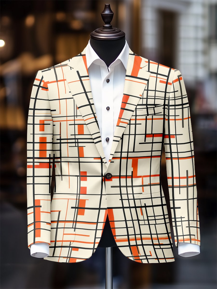 Saco retro casual a cuadros para hombre