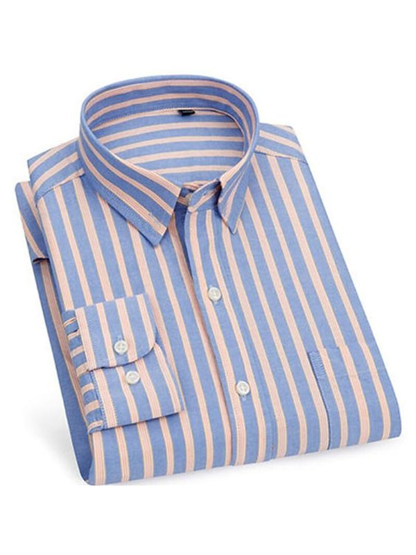 Camisa rayas estampado ejecutivo de manga larga para hombre