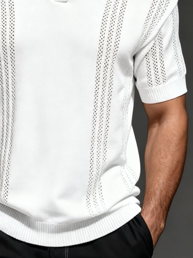 Camisa polo casual tejidoted jacquard elástico para hombre