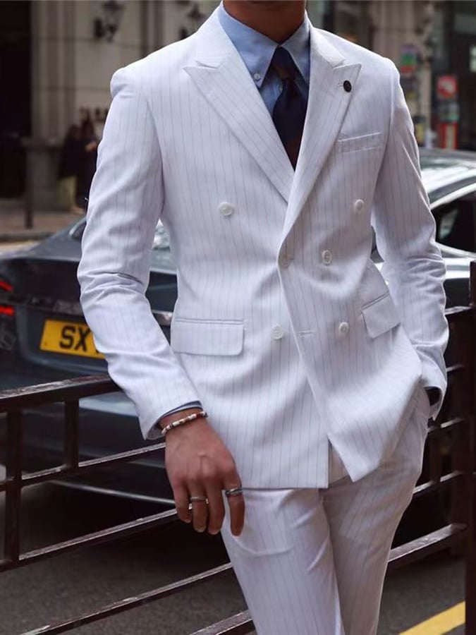 Chaqueta retro Single Breasted a rayas Gentleman ejecutivo Suit para hombre
