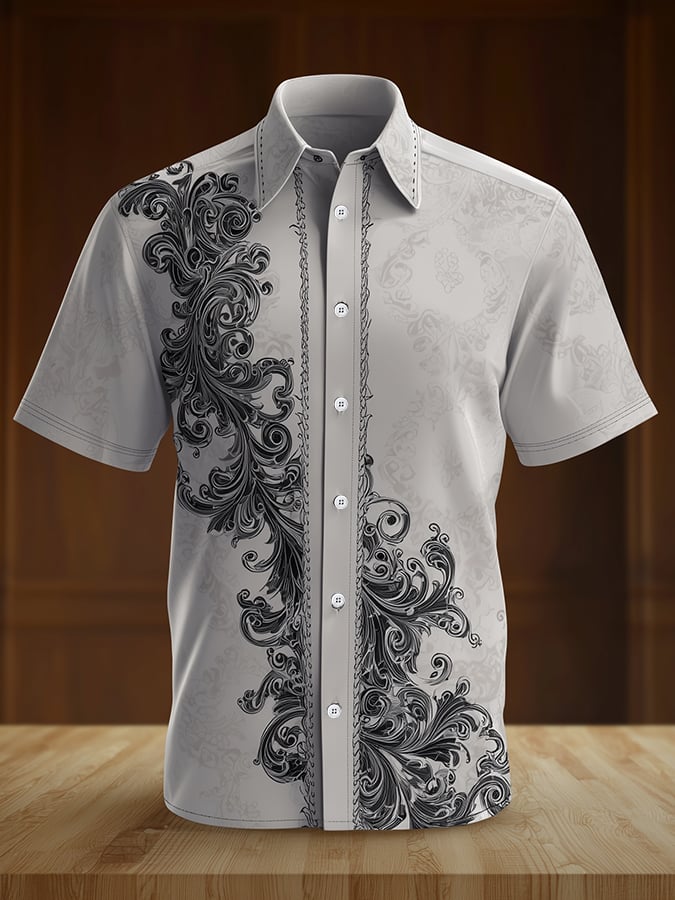 Camisa casual retro Gentleman Brogue diseño Dark para hombre