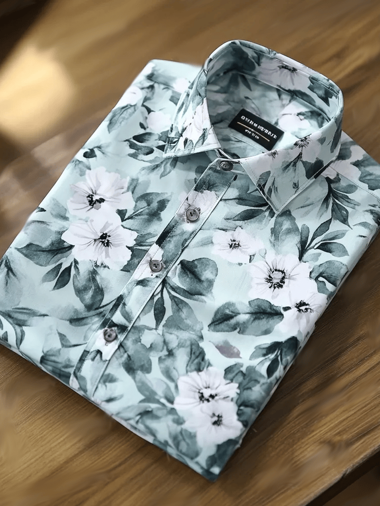 Camisa de lujo vintage de manga larga para hombre