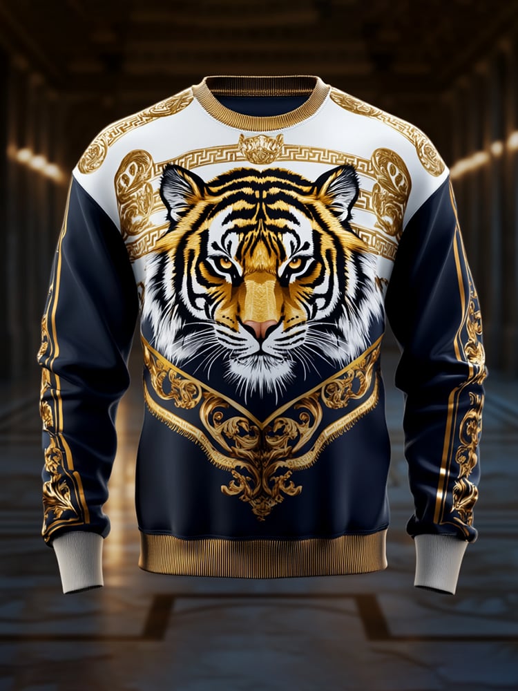 Sudadera de lujo estampado cuello redondo para hombre