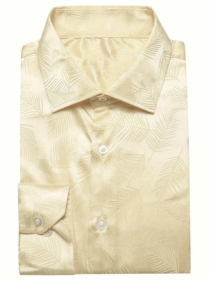 Camisa seda ejecutivo de lujo Design estampado de manga larga para hombre