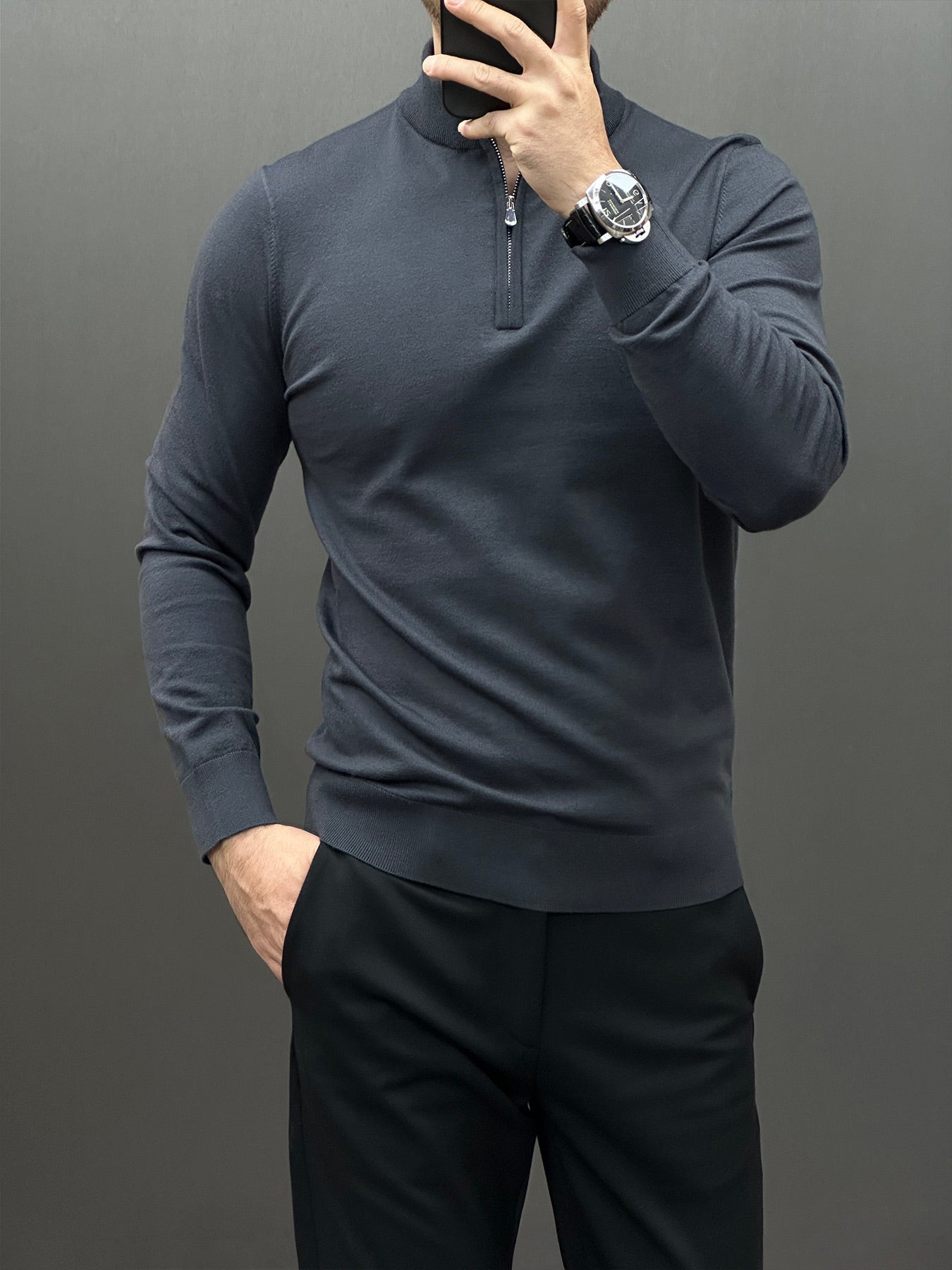 Gentletejido Washable Half Zip Mock Neck Sweater