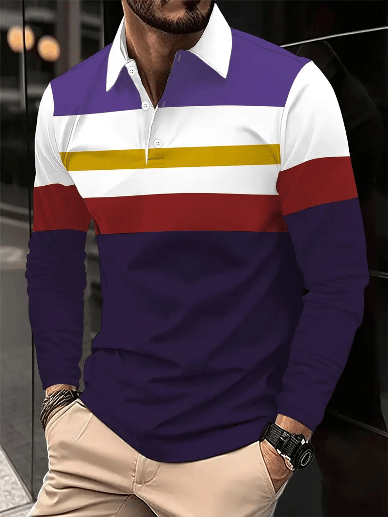 Ejecutivo casual a rayas con botones Polo para hombre