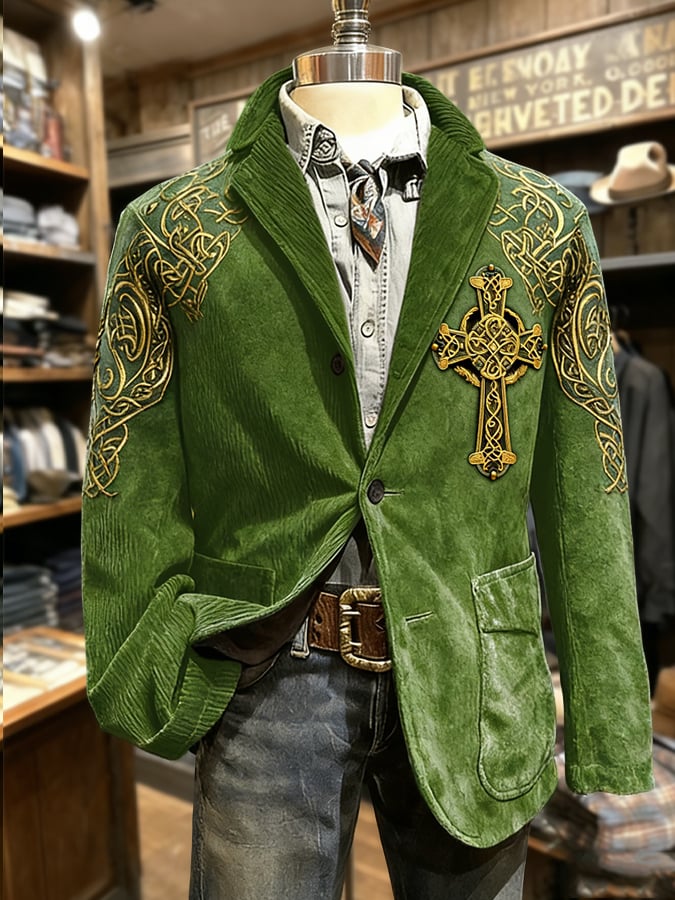 Saco retro St. Patrick's Day estampado casual para hombre