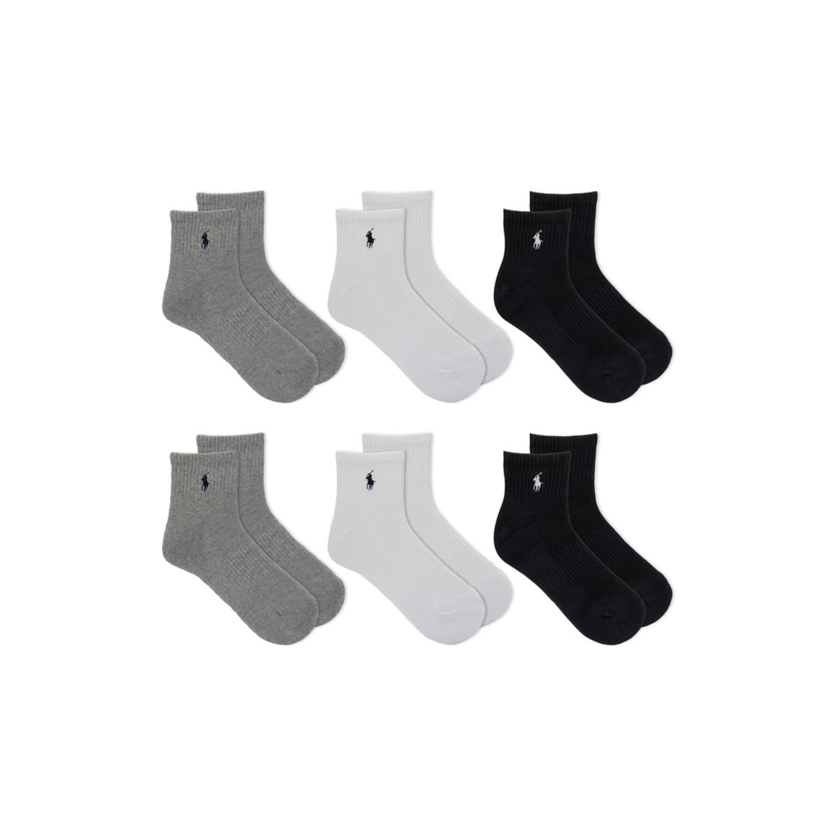 Ribbed Quarter Socks - 6 Pack - 3