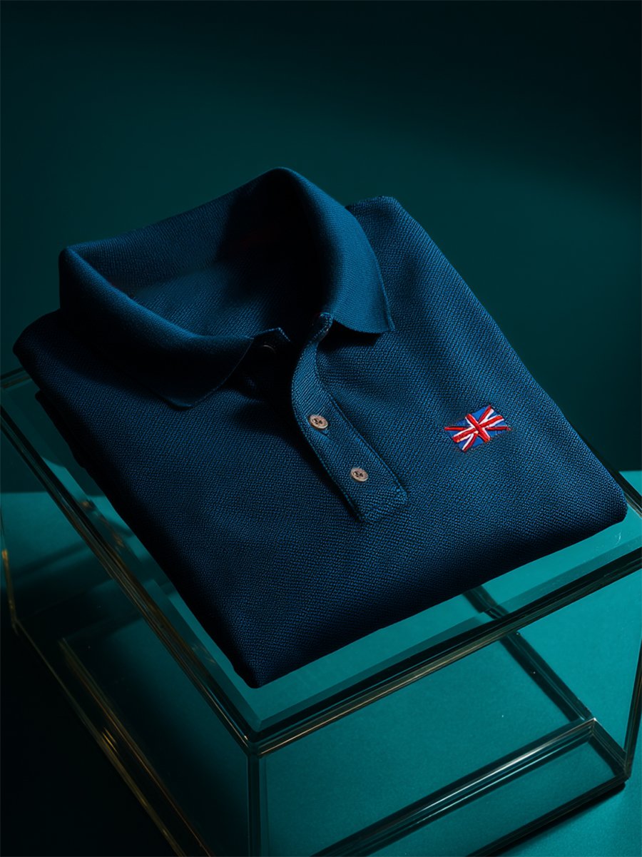 Camisa polo ejecutivo casual Union Jack Button de manga corta para hombre