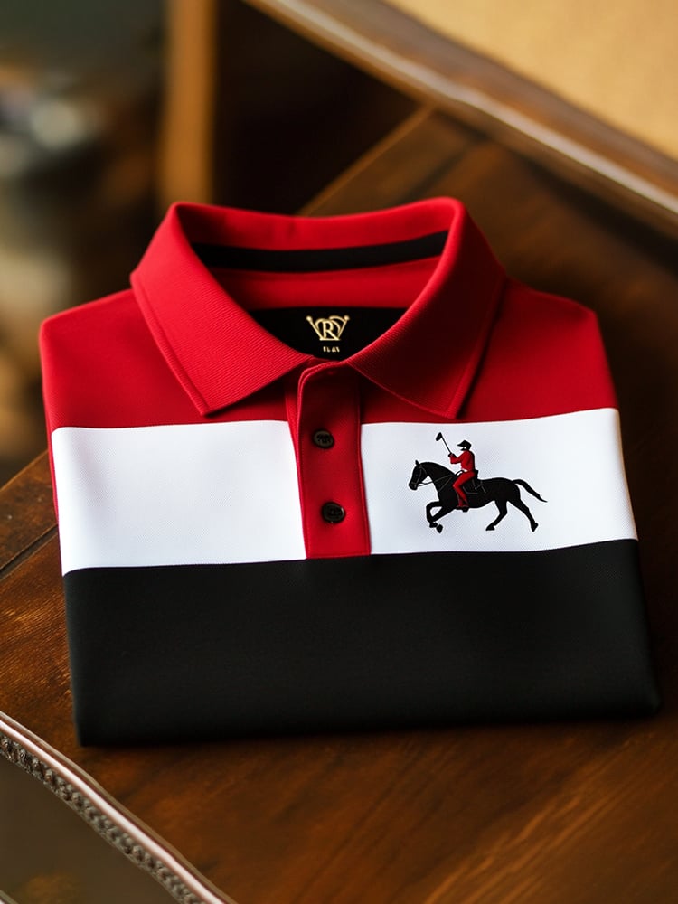 Camisa polo clásico ejecutivo Logo Button de manga corta para hombre