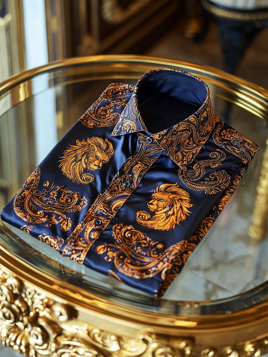 Camisa satén Luxe de manga larga con botones para hombre