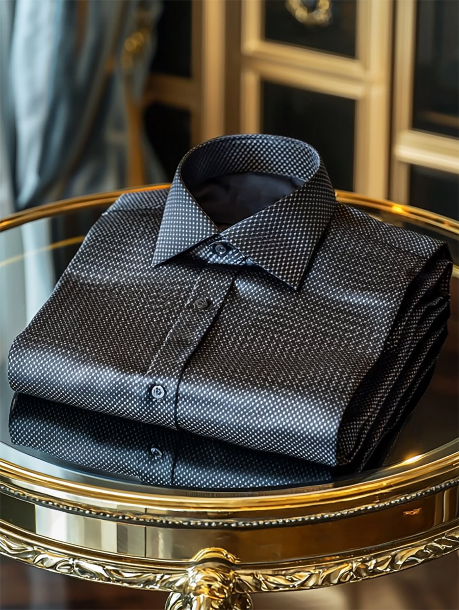 Camisa satén Luxe de manga larga con botones para hombre
