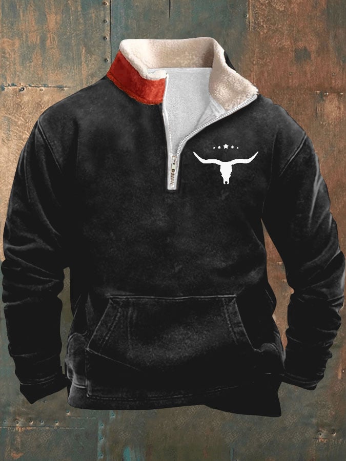 Sudadera vintage Western estampado de manga larga para hombre