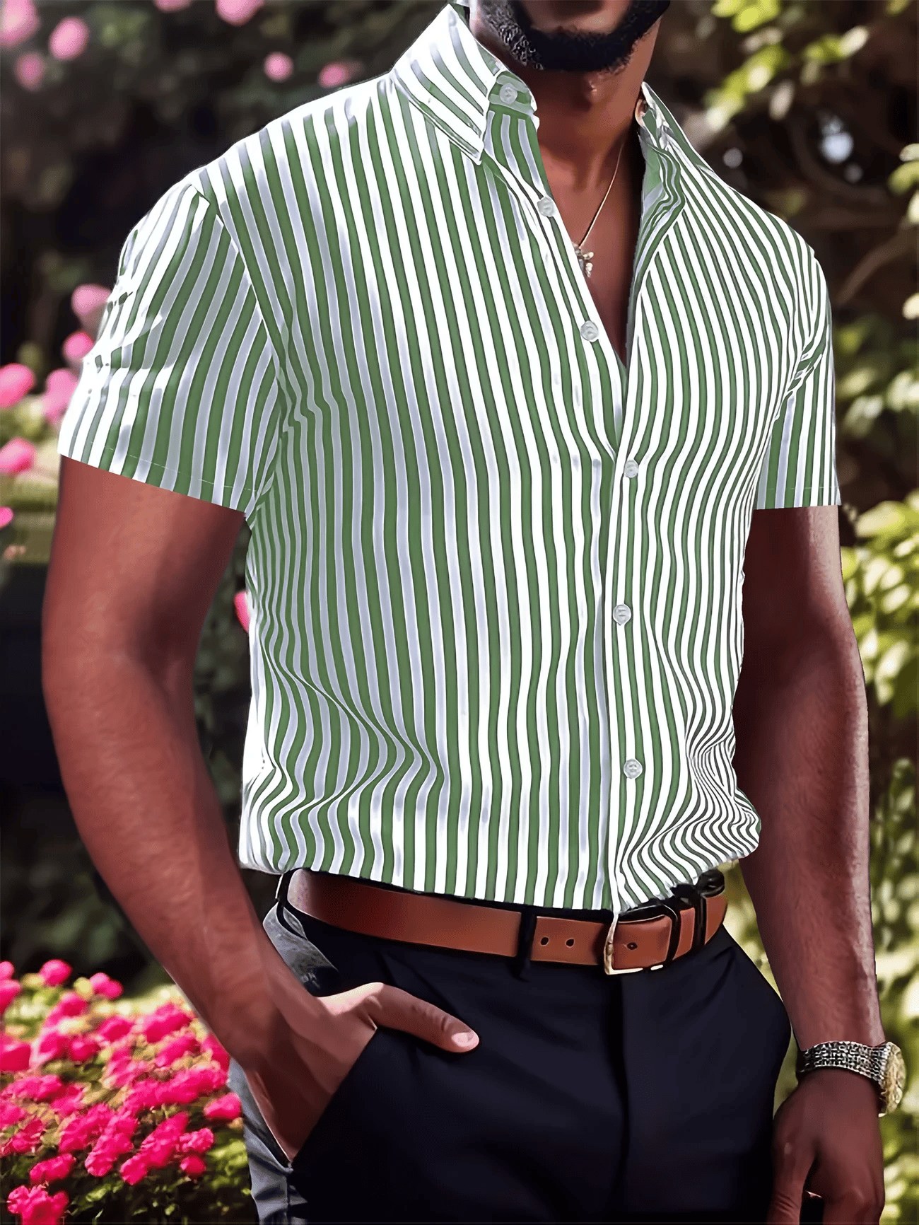 Camisa ejecutivo casual Button de manga corta para hombre