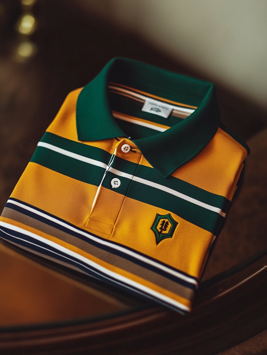 Camisa polo retro ejecutivo rayas estampado de manga larga para hombre