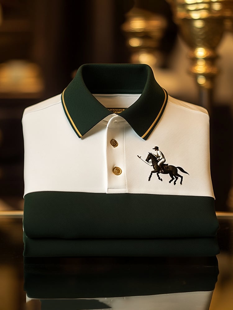 Camisa polo clásico ejecutivo Check Logo Button de manga corta para hombre