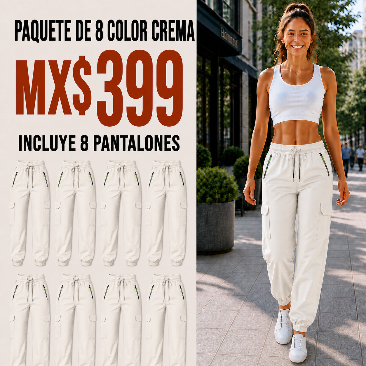 Pantalón cargo multibolsillos para mujer · vista 3