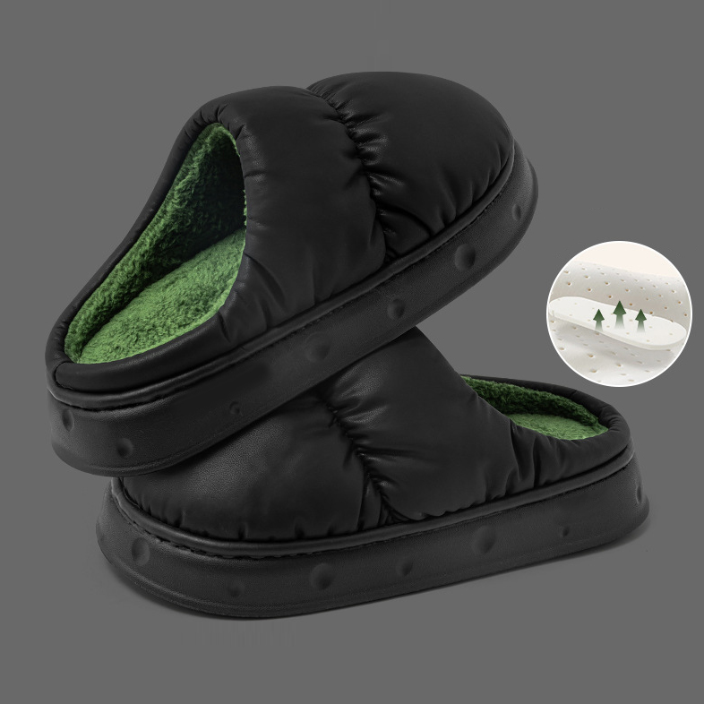 Indoor Home Warm, Non-Slip, Fleece-Lined, Thickened, suave-Bottomed, Waterproof de algodón Slippers