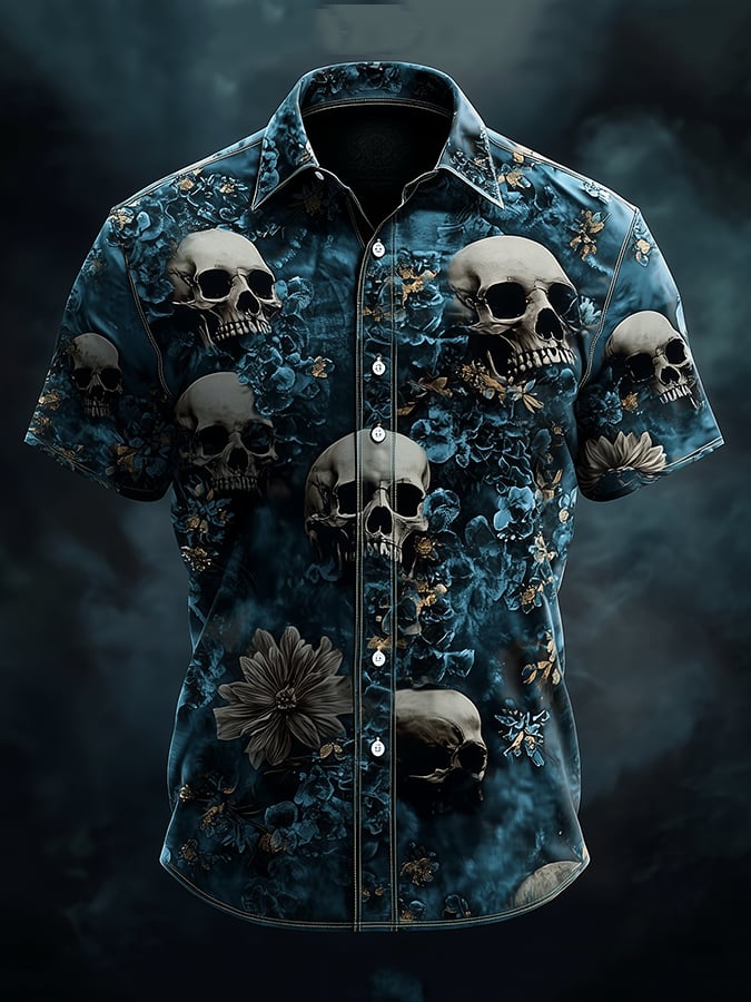 Camisa Dark Exquisite Skull floral para hombre