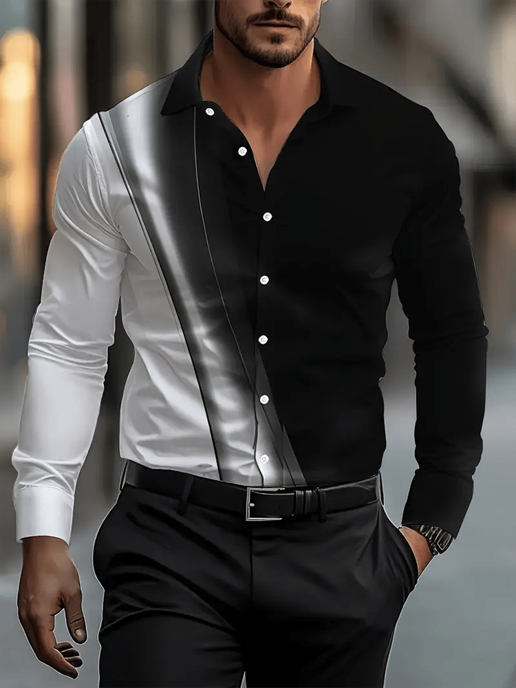 Camisa Street Style ejecutivo casual estampado de manga larga para hombre
