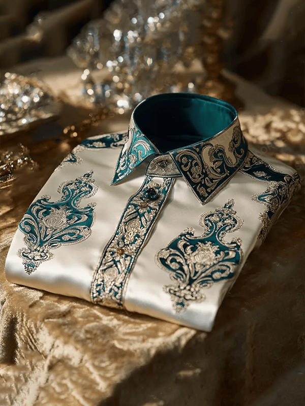 Camisa satén Luxe de manga larga con botones para hombre
