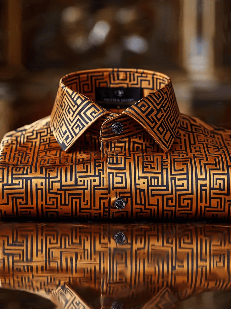Camisa vintage de lujo de manga larga para hombre