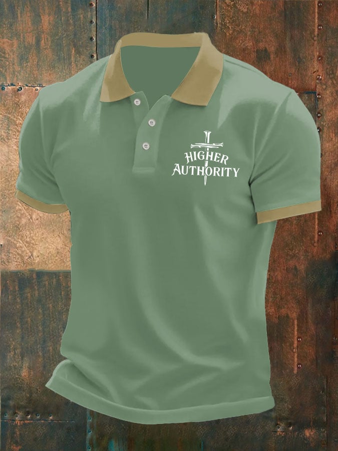 Camisa polo Higher Authority Cross Nails estampado casual para hombre