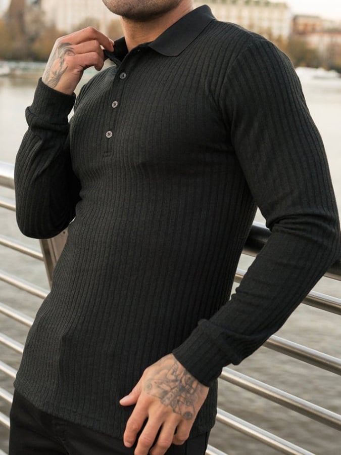 Casual Sports elástico Vertical rayas Polo Knicamiseta