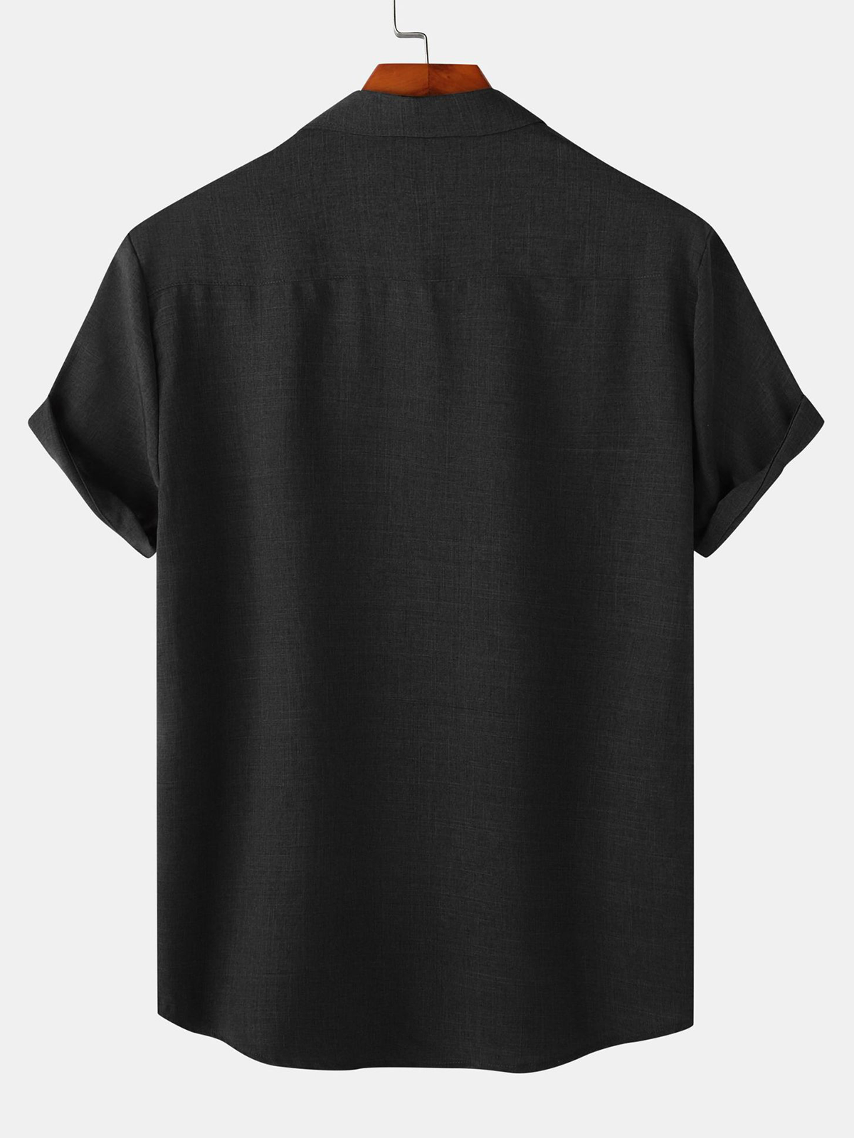 Camisa transpirable de color sólido de algodón Button Up casual de manga corta para hombre