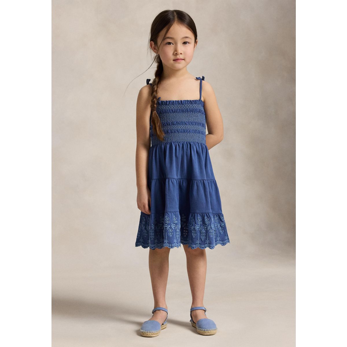 Girls 2-6x Smocked Eyelet Cotton Jersey Dress - 1