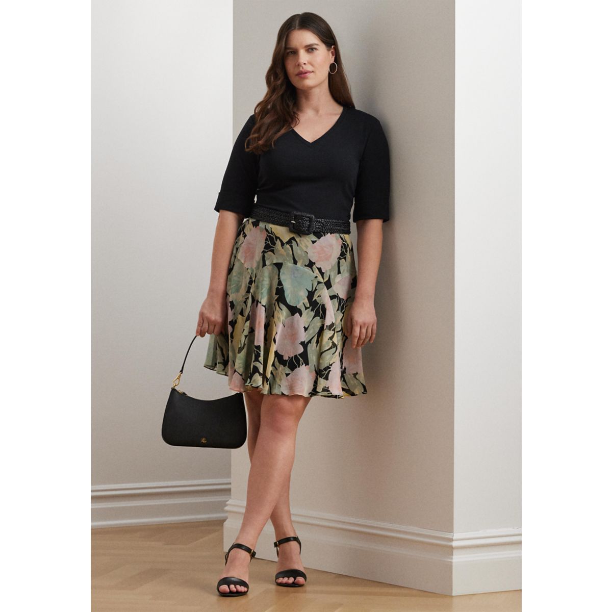 Plus Size Floral Crinkle Georgette Skirt - 4
