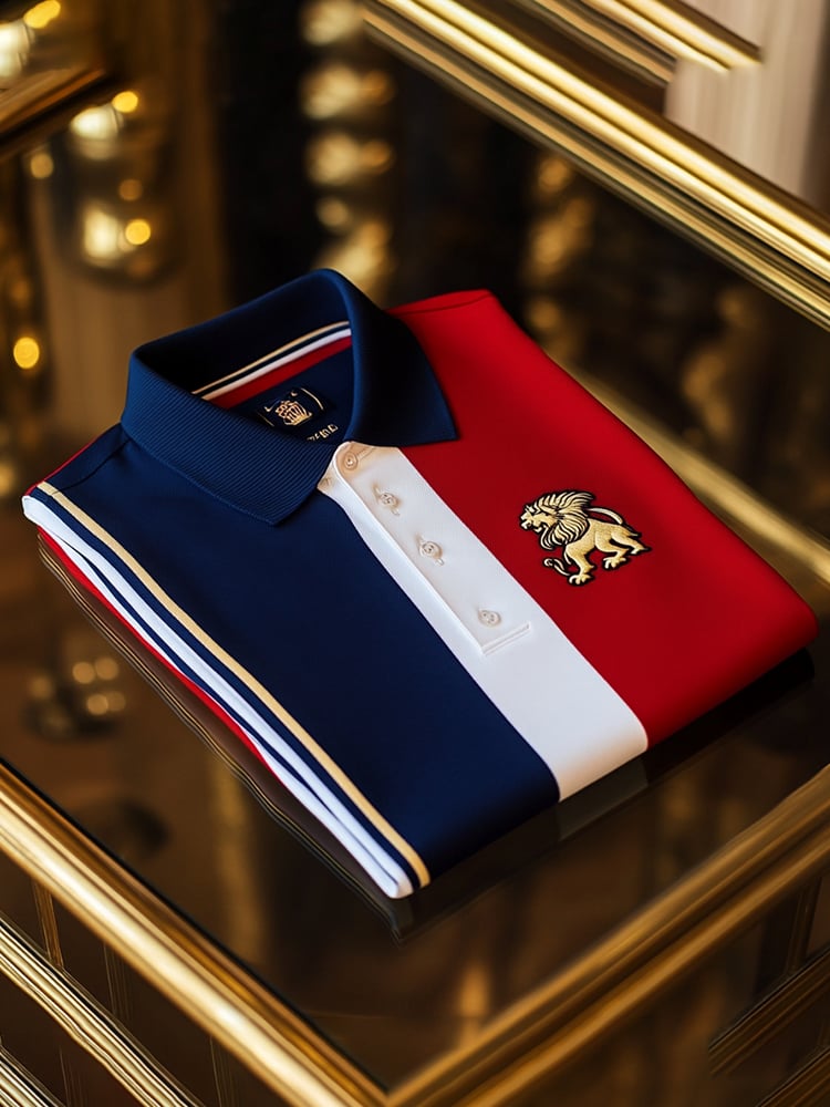 Camisa polo retro ejecutivo Logo estampado de manga larga para hombre