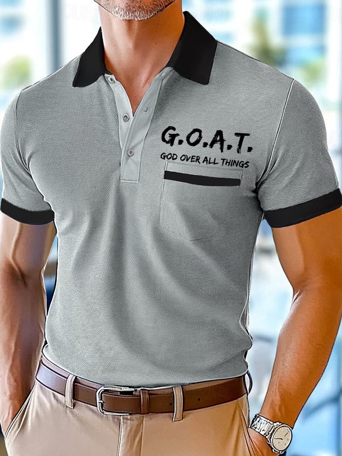 Camisa polo retro Faith Design estampado Comfortable And transpirable casual With bolsillo para hombre