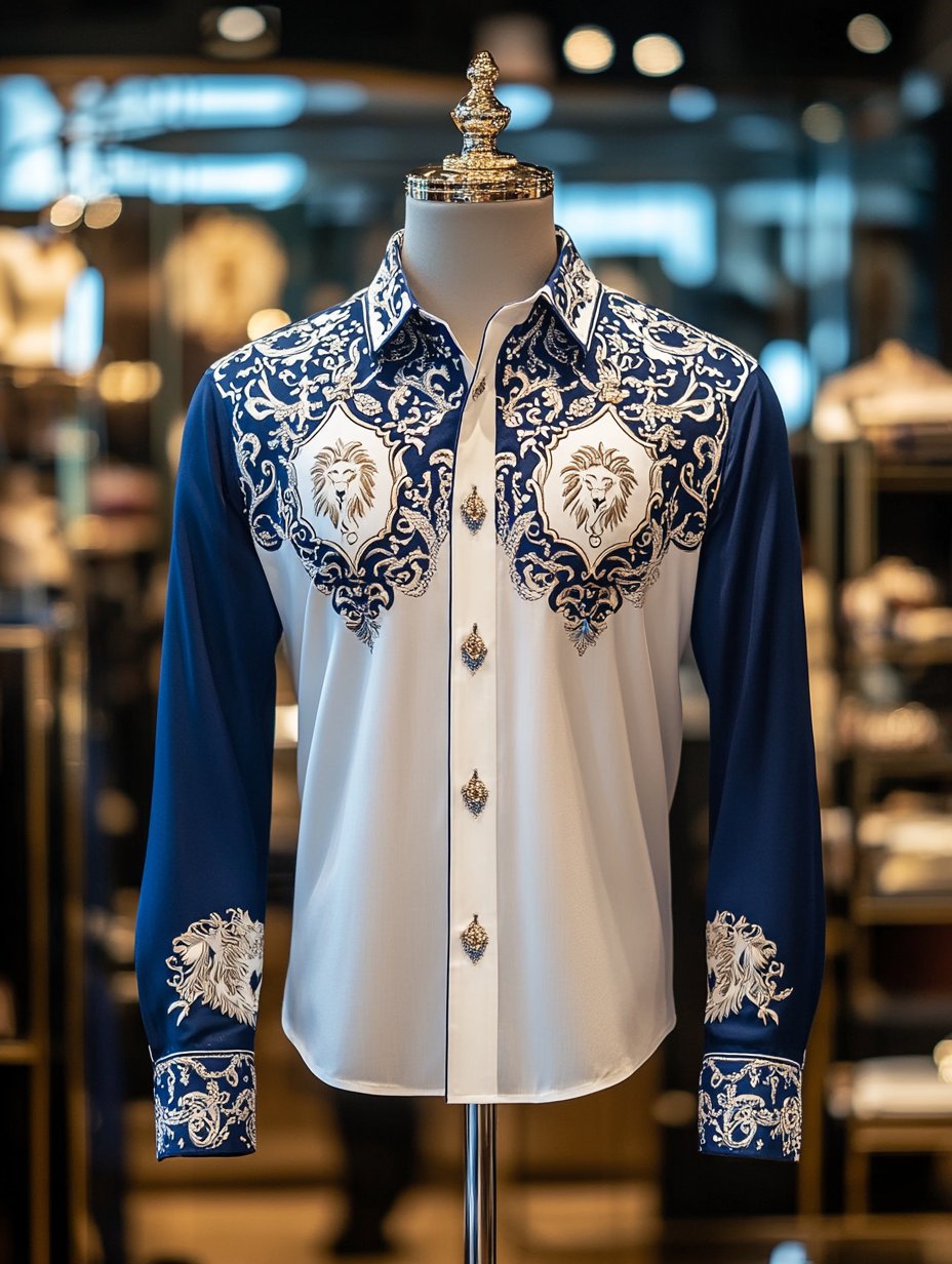 Camisa satén Luxe de manga larga con botones para hombre