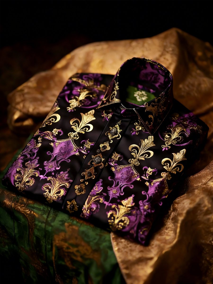 Camisa de lujo Carnival Festival estampado de manga larga para hombre