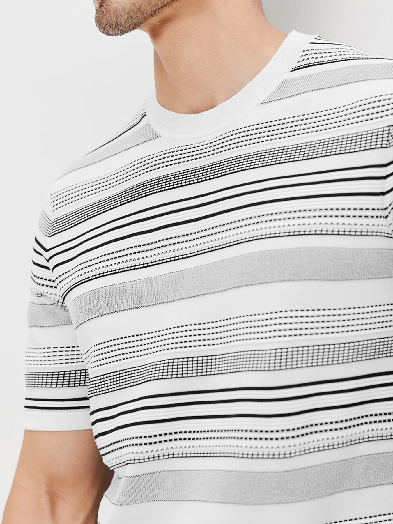 Camiseta Cooltejido transpirable a rayas de manga corta tejidoted